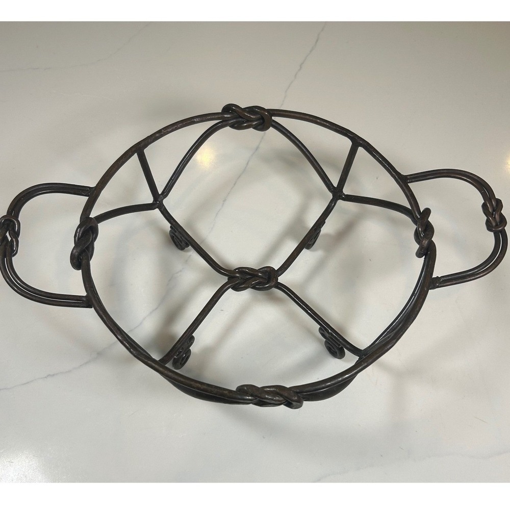 Metal 9 inch circle trivet dish Holder stand Brown Rustic Knot Decor